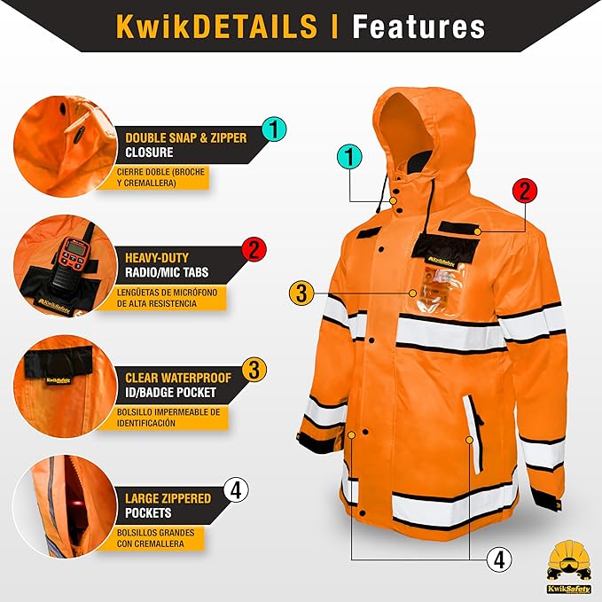 KwikSafety - Charlotte, NC - TORRENT Rain Jacket & Trench Coat ANSI OSHA Class 3 High Visibility Jacket Hi Vis Rain Gear