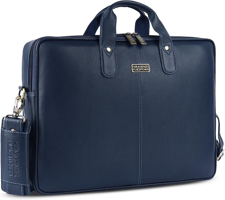 HAMMONDS FLYCATCHER Genuine Leather Laptop Bag for Men, Padded 15.6" Laptop Sleeve, Leather Messenger Bag for Men Briefcases