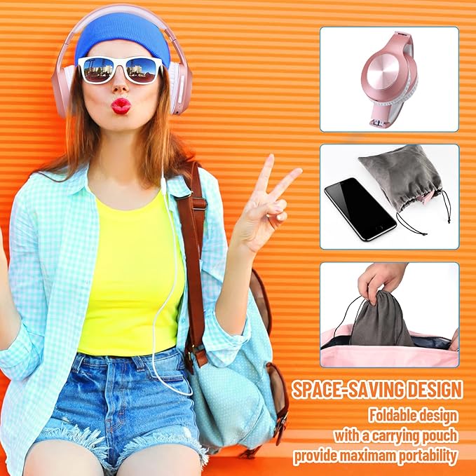 Rydohi Wireless Bluetooth Headphones Over Ear 68H Playtime HiFi Stereo Headset with Microphone and 3EQ Modes Foldable Bluetooth V5.3 Headphones for Travel Smartphone Computer Laptop