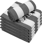 Set of 6 Turkish Beach Towel, Cotton Beach Towels, 36 x 71 Inches Turkish Towel, Sand Free, Quick Dry, Lightweight Beach Towels for Adult Black