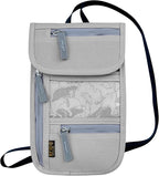 Travel Neck Wallet, RFID Blocking Passport Holder with Adjustable Neck Strap for Men and Women to Keep Cash, Credit Cards and Travel Documents Safe - Grey