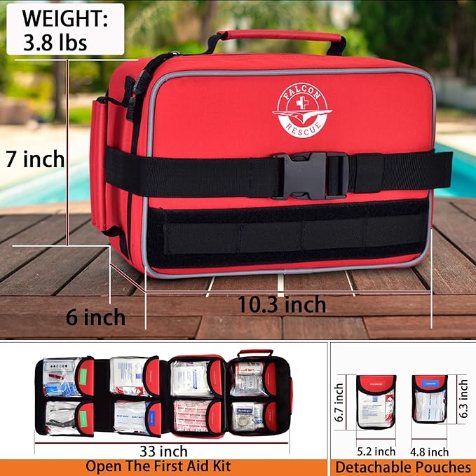 418-Piece First Aid Kit for Home, Travel, Camping, Hiking & Outdoor Emergencies, Tear-Resistant Survival Kits for Business, Vehicle & School, Multi-Use Emergency Medical Supplies