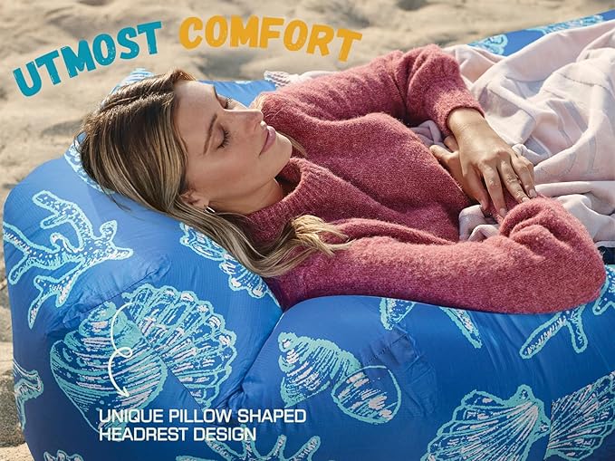 WEKAPO Inflatable Couch Air Lounger Chair - Camping & Beach Accessories, Portable Blow up Sofa for Hiking, Lawn, Indoor/Outdoor Movies & Music Festivals. Lightweight and Easy to Set Up Air Hammock