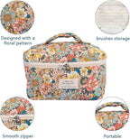 Gosect Large Makeup Bag, Cute Cosmetic Bag for Women Girls, Floral Coquette Aesthetic Toiletry Bag, Travel Make Up Organizer Bag (South Twigs Flower)