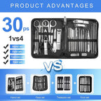 Manicure Set 30 in 1 Fingernail Clipper Set,RedFlow Nail Clippers & Toenail Clippers,Manicure Kit,Pedicure Kit,Suitable for Travel Manicure Tools,Nail Kit with Everything Profe (Black)
