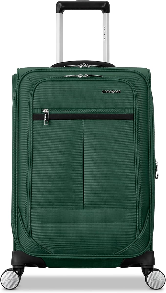 Samsonite Carry-On Soft-Sided Expandable 21-Inch Element Suitcase: Airline Approved for Most Major Airlines, Durable, 360° Spinner Wheels, Adjustable Handle, 2 Front & Side Pocket- Bistro Green