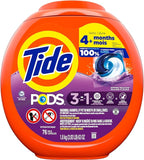 Tide PODS laundry detergent pacs, 3-in-1 Stain Remover, Odor Fighter, Color Protector, 76 Count, HE compatible, Spring Meadow Scent