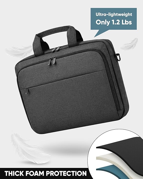 Bulado Laptop Bag with File Organizer, Water-Resistant Laptop Case, 15.6 Inch Multi-Compartment Work Bag for Men and Women, Carry-On for Business Commute Work Travel Trip