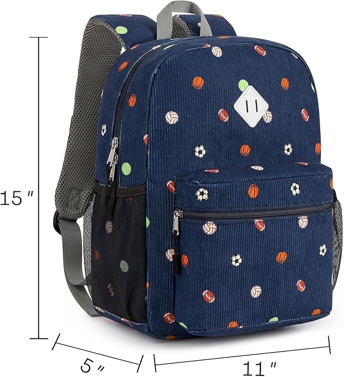 STEAMEDBUN Corduroy Kids Backpack for Boys Girls 3-8, Boys Backpack for Elementary Kindergarten