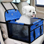 Dog Car Seat Foldable Dog Car Booster Seat Waterproof Breathable Oxford Travel Bag for Small to Medium Dogs, Puppies, and Pets-Pattern Blue-Upgrade