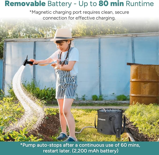 DR.PREPARE Portable Shower for Camping, Camping Shower with 4.5 Gallons Foldable Bucket, USB Rechargeable Battery, 2 Shower Heads, Outdoor Camp Showers for Hiking, Travel, Climbing, Pet Cleaning