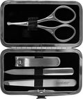 Kershaw Manicure Kit, 4-Piece Stainless Steel Set with Case, Mens Grooming Kits, Includes Fingernail Clipper, Double-Sided Nail File, Beard and Moustache Scissors and Tweezers