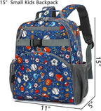 FlowFly Kids Backpack for Toddler Boys Girls, Simple Lightweight Bookbag for Daycare Kindergarten Elementary School Travel, Small Modern Bag (Medium 15''), Football