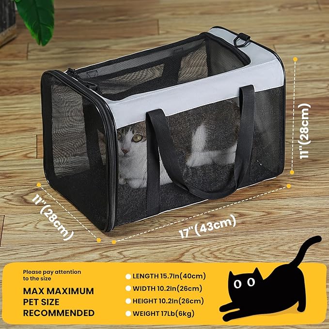 Conlun Soft-Sided Cat Carrier for Small-Medium Cats, Puppies up to 15 Lb, Airline Approved