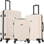 InUSA RESILIENCE Luggage with Spinner Wheels | Durable Lightweight Hardshell Suitcase, Spacious Travel Sets with Handle and Trolley | (20/24/28) 3 Piece Luggage Set | Sand