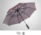 Balios Travel Folding Umbrella with Real Wood Handle Auto Open Close Vented Windproof Canopy - Designed in UK