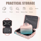 20 Inch Carry on Luggage with 14 Inch Cosmetic Case, 2 Pcs Hardshell Lightweight Durable Spinner Suitcase Set for Travel, Women, Men, TSA Lock, ABS, 20+14 Inch, Blue Pink