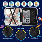 Kids Ride-On Suitcase with Cute Ears, DIY Graffiti Coloring Design, 20" Carry-On Luggage with 4 Spinner Wheels, Pull Rope & Combination Lock – Rideable Travel Case for Toddlers & Children(White)