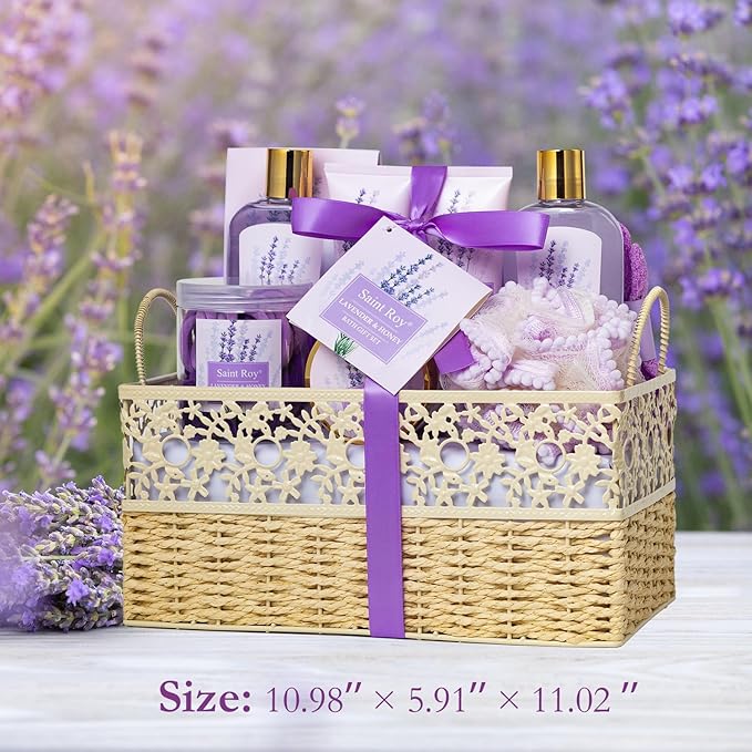 Mothers Day Gifts for Women, Spa Kit, Self-Care Set, Spa Gifts for Women Bath and Body Lavender Honey Gift Set, Spa Gift Basket for Self Care, Relaxing Bath Sets, Grandma, Girlfriend, Sister