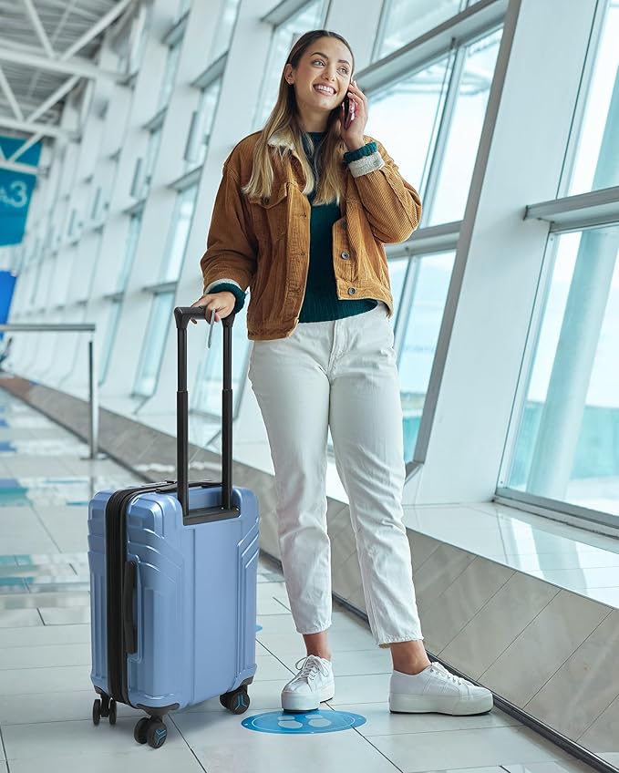 BAGSMART Expandable Carry On Luggage 22x14x9 Airline Approved, 1OO% PC Lightweight Hard Shell Suitcase, 20 Inch Travel Luggage with Spinner Wheels, Waterproof Rolling Suitcase, Sliver
