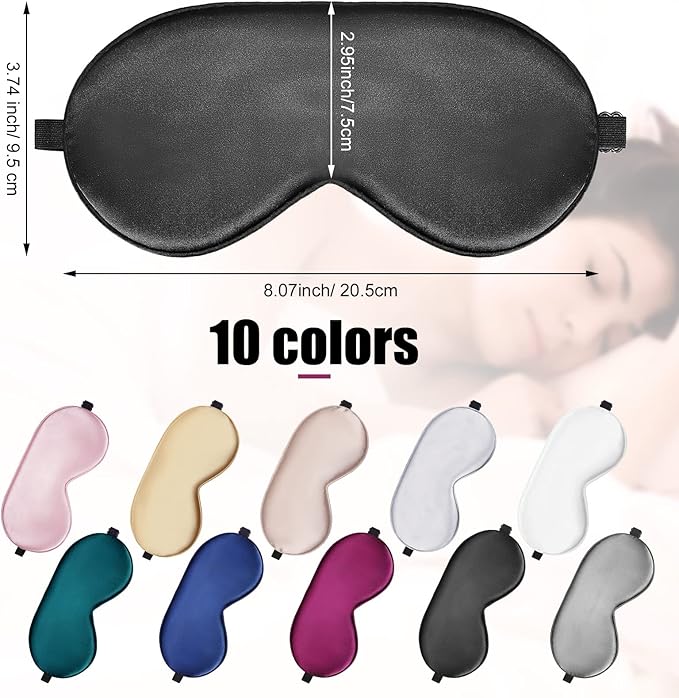 20 Pieces Silk Sleep Mask Eye Mask with Adjustable Strap Sleeping Cover Eye Cover Blindfold for Women Men Sleeping Travel(Multicolored)