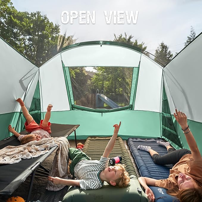 PORTAL 6/8/10 Person Family Camping Tent with Screen Room, Water Resistant Big Tunnel Tents with Rainfly, Large Family Tent for Camping, Outdoor, Patio