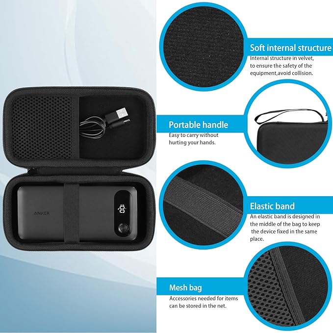khanka Travel Case for Anker Power Bank, 20,000mAh Portable Charger,Case Only (Black)