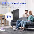 iPhone 17 16 15 Charger Fast Charging,2Pack 20W Apple iPad USB C Wall Chrager Block with 6FT USB C to C Cable for iPhone 17/Pro/Pro Max/17 Air/ 16/16 Pro/16 Pro Max/15/Plus/Pro/Pro Max (Purple)