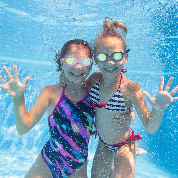 EWPJDK Kids Swim Goggles - 2 Pack Swimming Goggles Anti Fog No Leaking For Kids Age 3-15