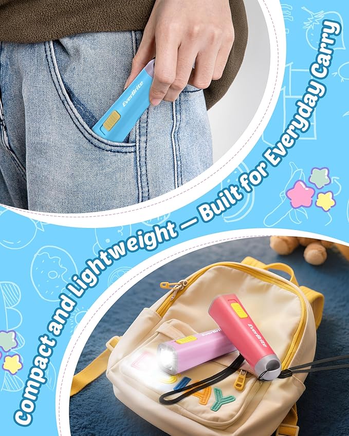 EverBrite 4-Pack Mini LED Plastic Flashlights, Assorted Colors Portable Torch Lights with Lanyard, Small Flashlight for Emergencies and Camping, 3 AAA Batteries Included