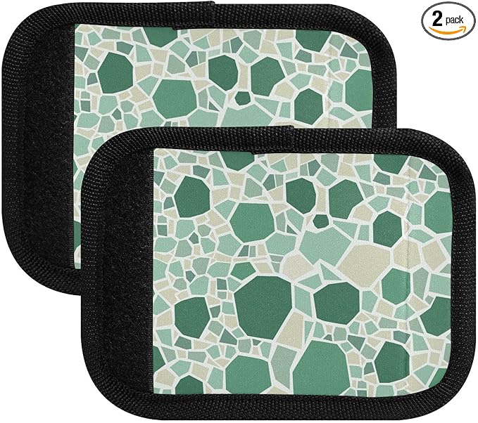 2 PC Luggage Handle Wrap Luggage Handle Covers Tags for Suitcase Bags Travel Luggage Handle Identifier Gripper Monochromatic Terrazzo Green