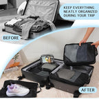 PFEYRPK Lightweight Compression Packing Cubes for Suitcases, Compressible Expandable Travel Packing Organizer with Clear Toiletries and Backpack Bag, Travel Essentials for Carry on Luggage 7 Set