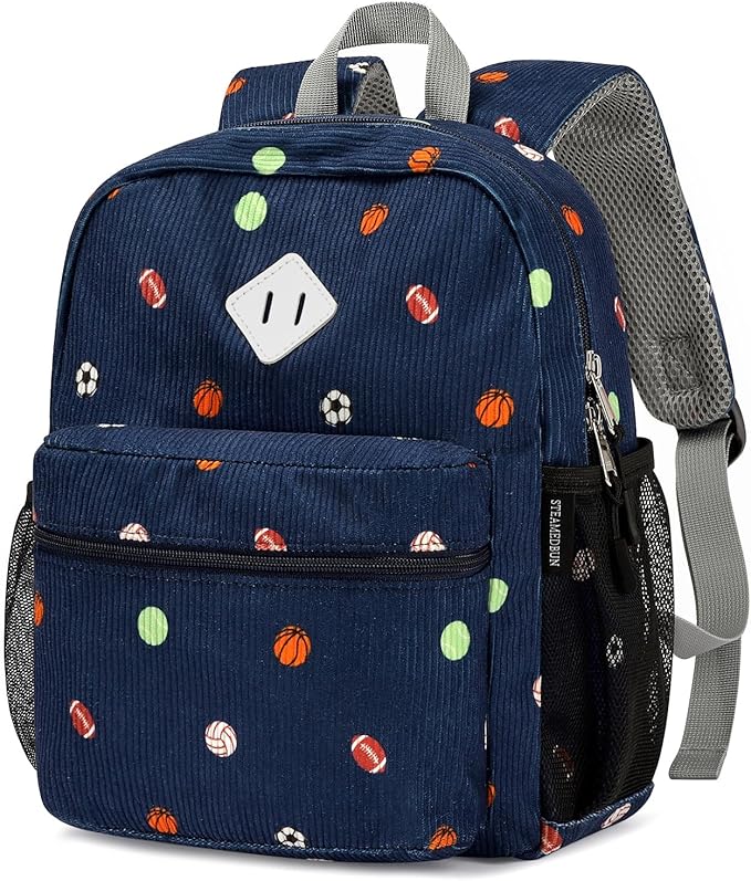 STEAMEDBUN Corduroy Toddler Backpack for Boys Girls 2-4, Kids Preschool Backpack for Kindergarten