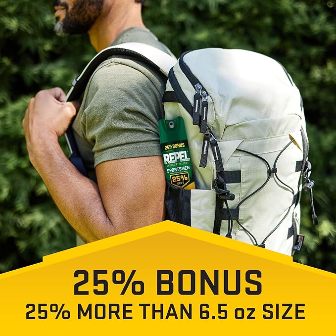 Repel Insect Repellent Sportsmen Formula 25% DEET, 8.125 Ounces, Bonus Aerosol with 25% DEET to Repel Mosquitoes, Ticks, Gnats, Biting Flies, Chiggers and Fleas for Long-Lasting Protection