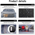 BOYATU Travel Makeup Bag Organizer Cosmetic Bag: 3 Pcs Set Make up Bags for Women with Handle - Waterproof Vegan Leather Toiletry Bags Travel Essentials Pouch with Compartments (C-01-Black)