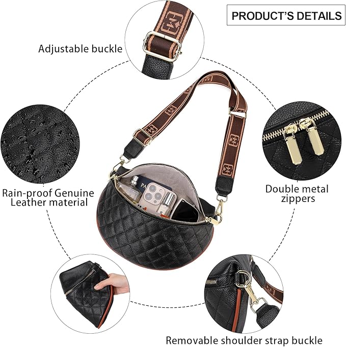 Eslcorri Small Crossbody Sling Bag for Women Trendy - Fanny Packs Leather Chest Belt Bum Bag Anti Theft Purse for Travel