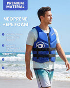Owntop Swim Vest Adult Water Sport Vest Neoprene Floaties for Swimming, Boating, Kayaking, Fishing | Adjustable Zipper Dual Buckle Foldable Buoyancy Jacket
