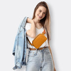 JSJ Mini Fanny Pack for Women & Men,Valentines Day Gifts for Girls Teens Kids Daughter Sister Her,Trendy Stuff Crossbody Bags Cute Everywhere Belt Bags. (Orange)