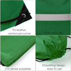 KUUQA 12 Pcs Drawstring Backpack Bag Bulk Reflective Backpack Dark Green String Bags Cinch Sack Backpack for Team Yoga Sport Gym Traveling