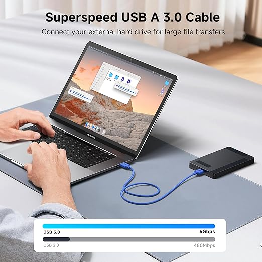 Cable Matters 5Gbps USB 3.0 Cable - 6ft, Male to Male USBA to USBA Cable, USB Cord, Blue