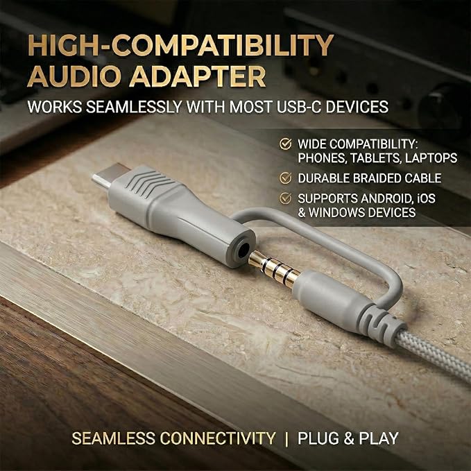 Wired Headphones, Premium Over-Ear Headset with Hi-Fi Stereo Sound, Noise-Isolating Ear Cushions, Lightweight Comfortable Design, Tangle-Free Cable, Ideal for Work & Daily Commute (Silver)