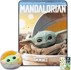 Disney Mandalorian Baby Yoda Nogginz Set - Bundle with 40 x 50 Inch Lightweight Travel Throw Blanket & Pillow Plus Stickers - Kids Super Soft 2 Piece Baby Yoda Bedding Set