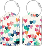 Fintie Luggage Tags, Privacy Cover ID Label with Stainless Steel Loop and Address Card for Travel Bag Suitcase - Raining Hearts (2 Piece)