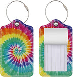 Luggage Tags for Suitcases, 2 Pack Cute PU Leather Suitcase Tag Identifiers TSA Approved with Stainless Steel Loop and Address Card for Baggage Tag for Travel Essentials Colorful Spiral, by Chelmon