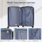 OLIXIS 3-Piece Luggage Set, Carry On Suitcases with Spinner Wheels, Expandable Travel Luggage with TSA Approved Lock & ABS Hard Shell, Blue, 20/24/28 Inch