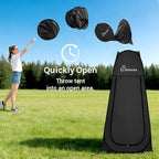 Wolfwise Pop Up Shower Tent for Camping, Portable Instant Changing Tent with Ventilation Window & Carry Bag, Privacy Bathroom Toilet for Beach & Outdoor, Standard, Dark Black