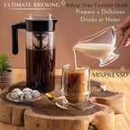 Mixpresso Cold Brew Maker For Iced Coffee and Iced Tea, Cold Coffee Maker Glass Pitcher, Tea Infuser For Loose Leaf Tea, 44oz Large Ice Tea Brewer with Easy to Clean Reusable Mesh Filter.