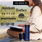 ESPRO Go P0 Ultralight French Press Coffee Maker for Travel, Vacuum Insulated Stainless Steel, 16 Ounces, Aegean Blue