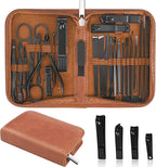 MINKINH Manicure Set Professional Nail Clipper Kit-26 Pieces Stainless Steel Manicure Kit,Nail Care Tools with Luxurious Travel Case (Brown)