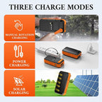 Hand CrankPower Bank 66800mAh and 4 Cables 22.5W Fast Charge Power Bank 5 Outputs & 3 Inputs Solar Portable Charger (Orange)
